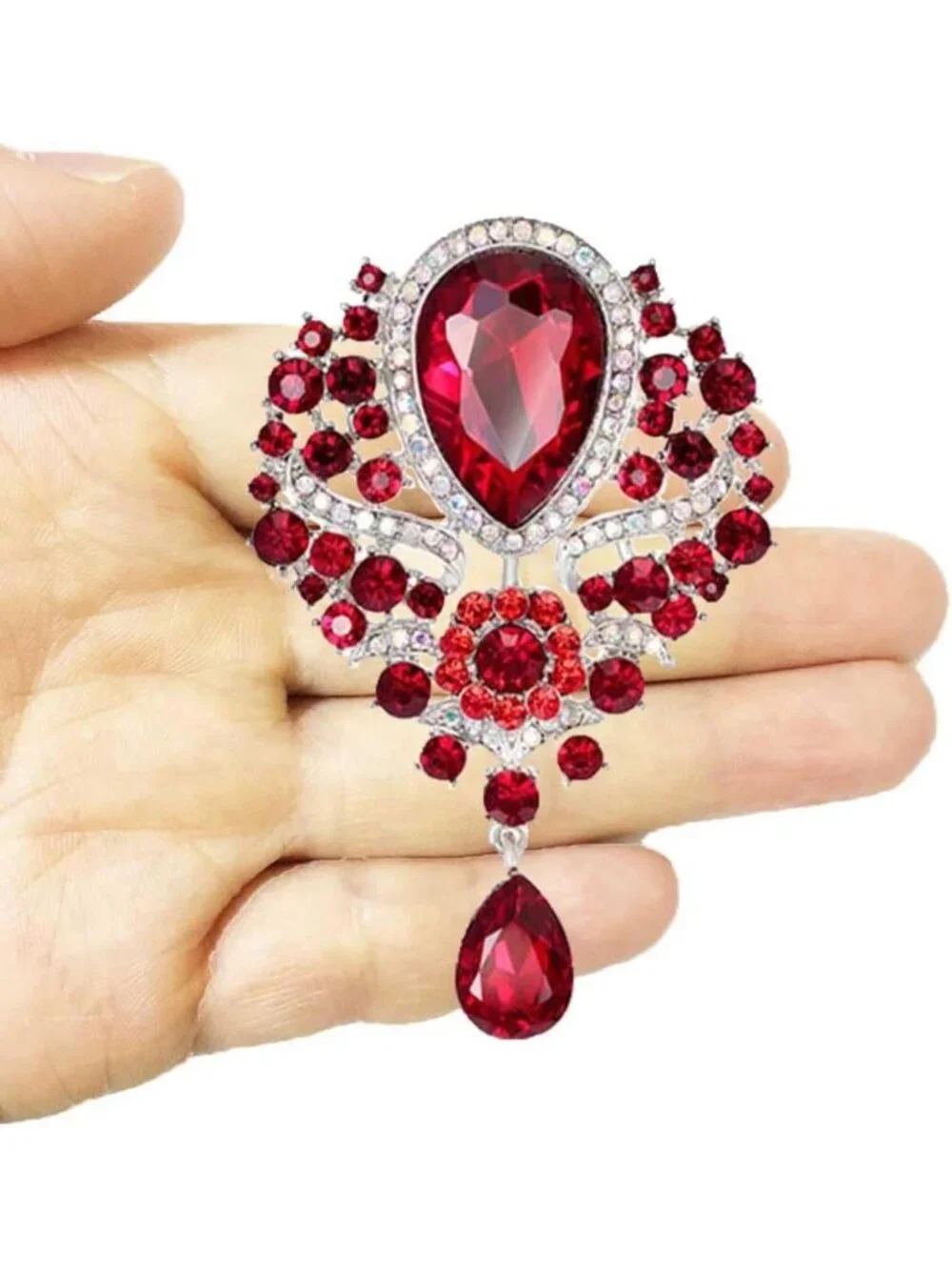 4Pcs Rhinestone Crystal Brooch Set - Large Fashion Jewelry Accessories Lot